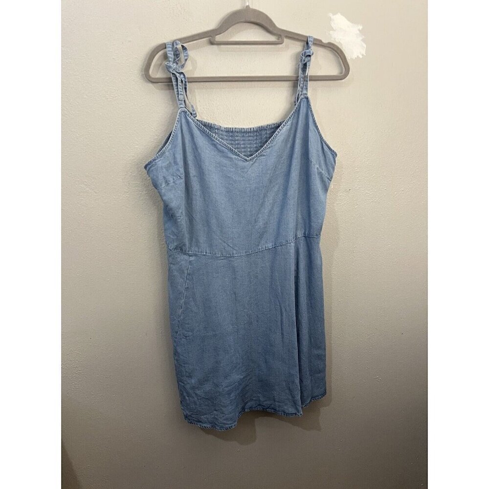GAP Soft Lyocell Smocked Shoulder Tying V Neck Mini Dress Womens XXL